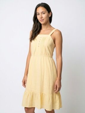 NAIF Pale Yellow Mini Sundress with Button Front NWT
